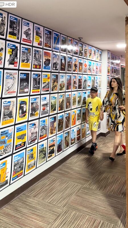 Roopsi Bansal and her son exploring the miniature train displays at Northlandz