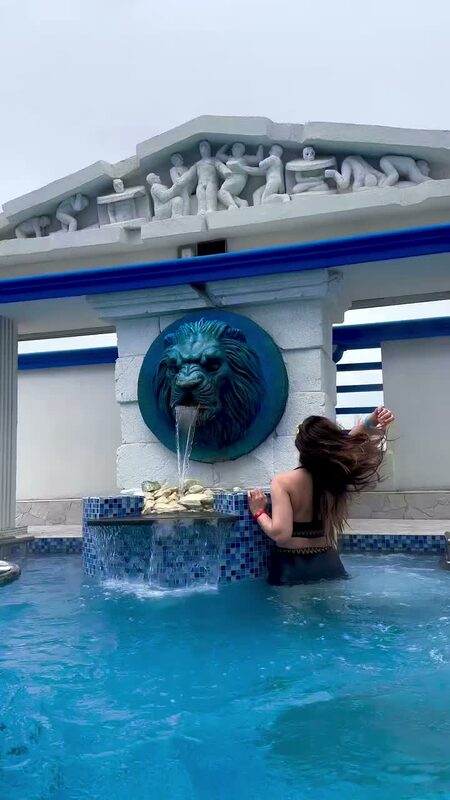 Roopsi Bansal enjoying hydrotherapy pools and saunas at Spa Castle New York