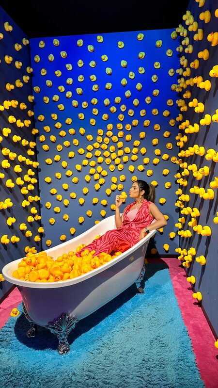 Roopsi Bansal inside the colorful bubble-filled rooms of Bubble Planet Experience