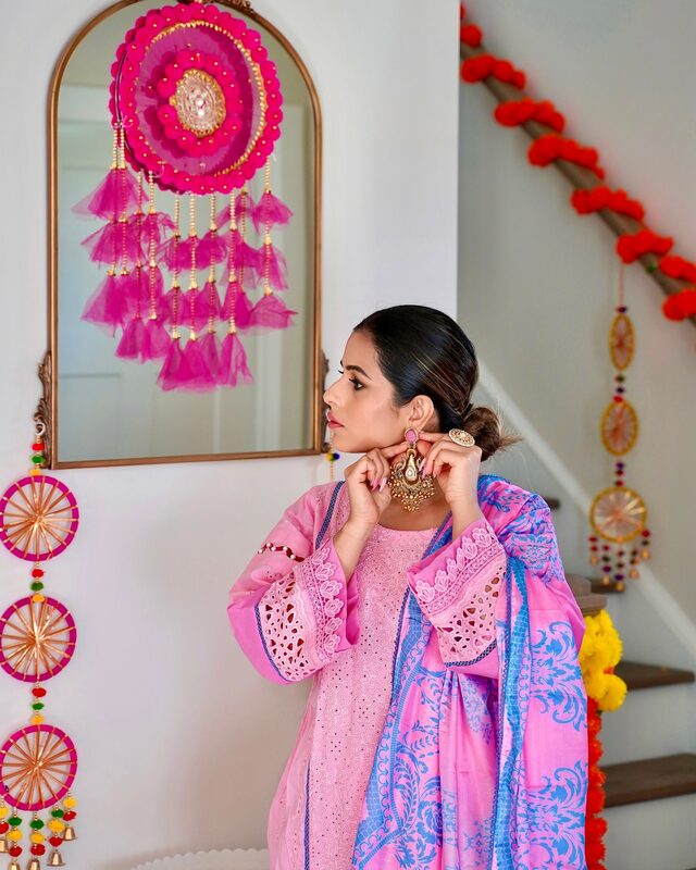 Roopsi Bansal in an ethnic Diwali look with statement jewelry