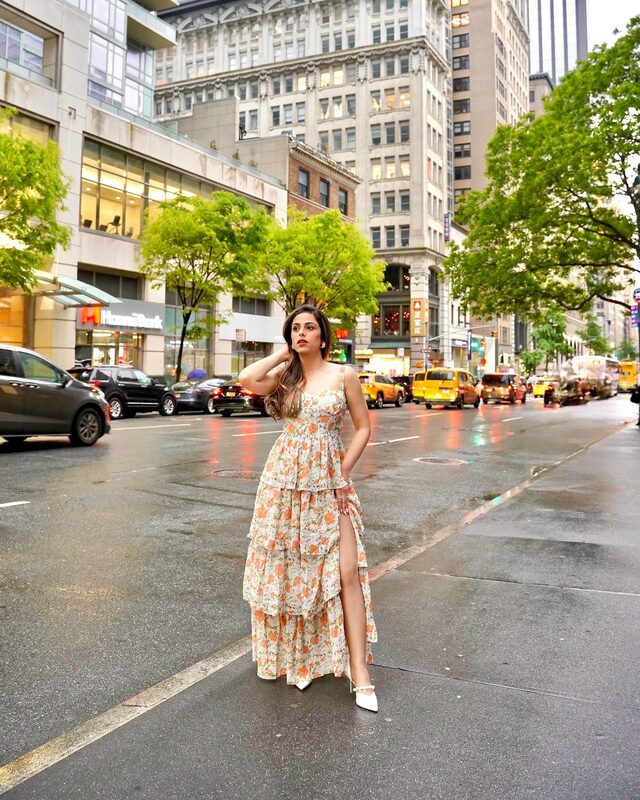 Roopsi Bansal in a new dress from Jardin Vue with heels from Dream Pairs, out in the city