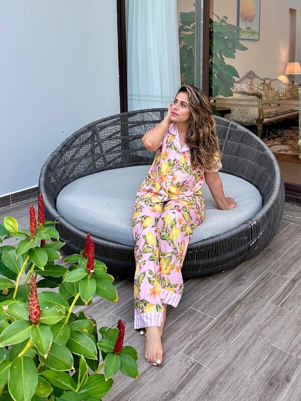 Roopsi Bansal in a comfy pajama set