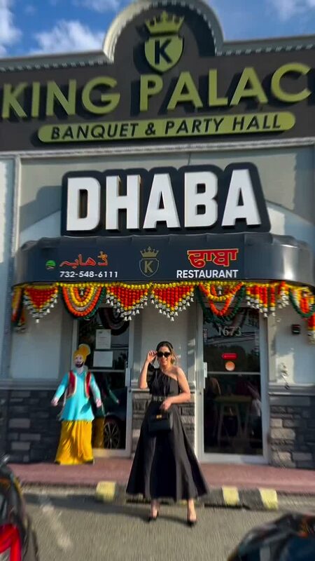 Roopsi Bansal enjoying authentic Punjabi food in Edison, New Jersey