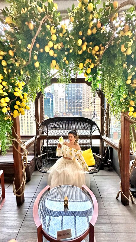 Forever 21 — A lemon-themed rooftop pop-up, in a Forever 21 top.