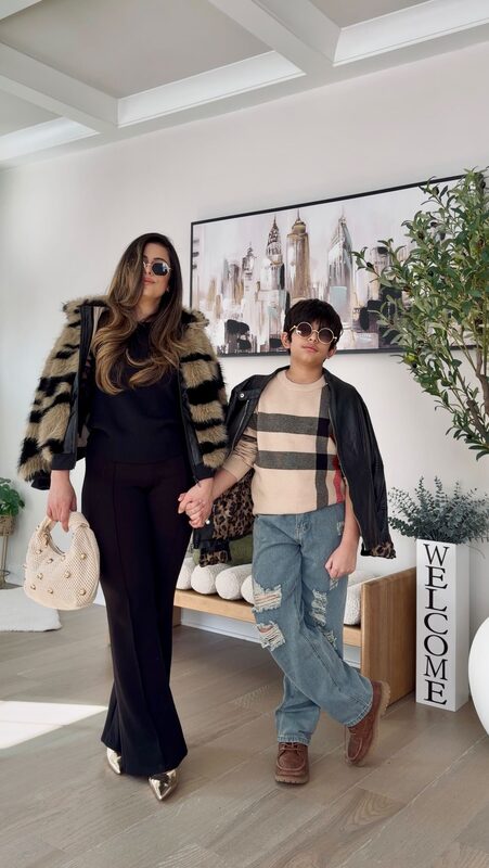 ROMWE — A mom-and-son look in a Romwe jacket.