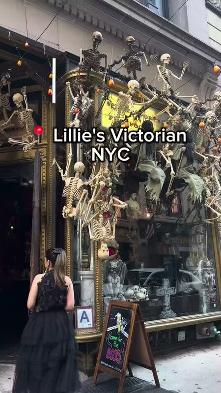 Roopsi Bansal in a Chicwish look at Lillie's Victorian, decorated for Halloween