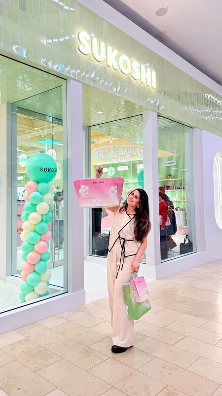 Roopsi Bansal exploring Sukoshi Mart, a K-beauty store in Paramus, NJ