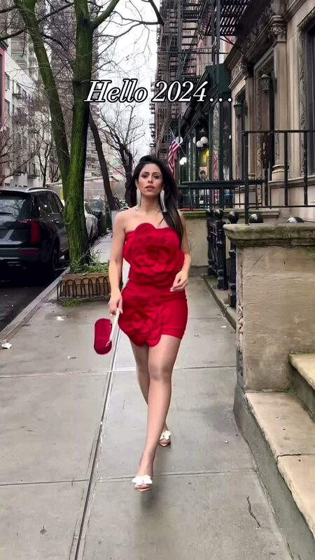 Roopsi Bansal in a red dress from MewMews Official ahead of New Year's Eve