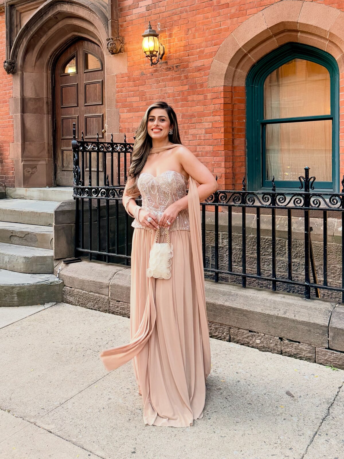 Roopsi Bansal in a cocktail look at a South Asian NYFW celebration