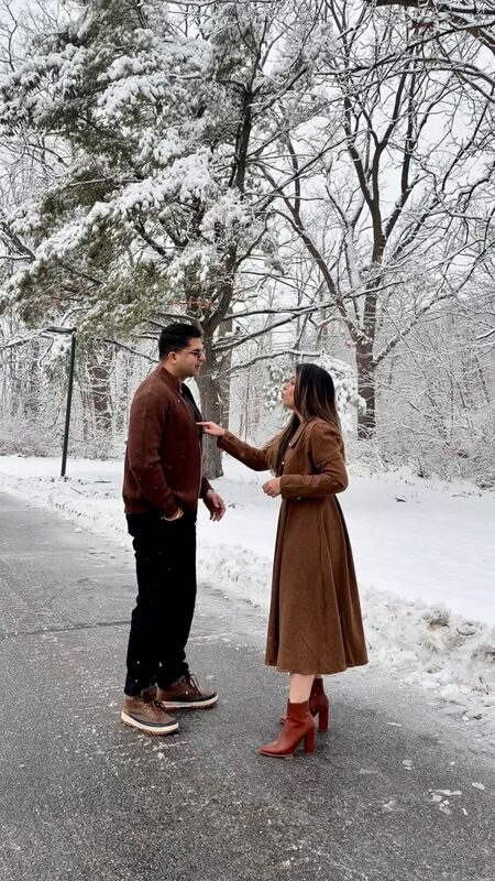 Roopsi Bansal and her husband in a playful couple's moment