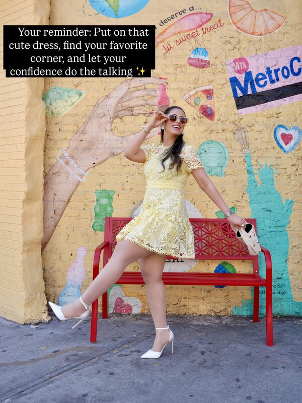 Roopsi Bansal in a cute dress and Dream Pairs heels