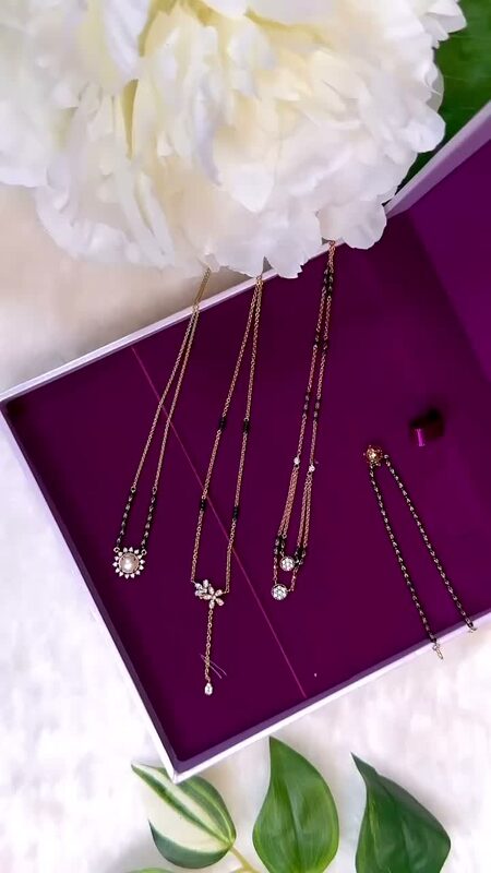 Roopsi Bansal wearing a modern mangalsutra design from CaratLane