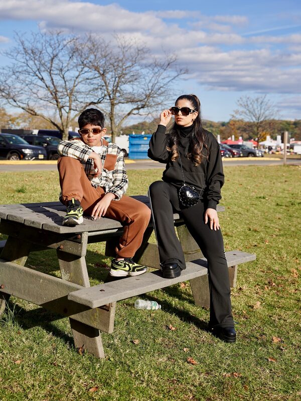 Roopsi Bansal and her son Ahaan in matching autumn looks