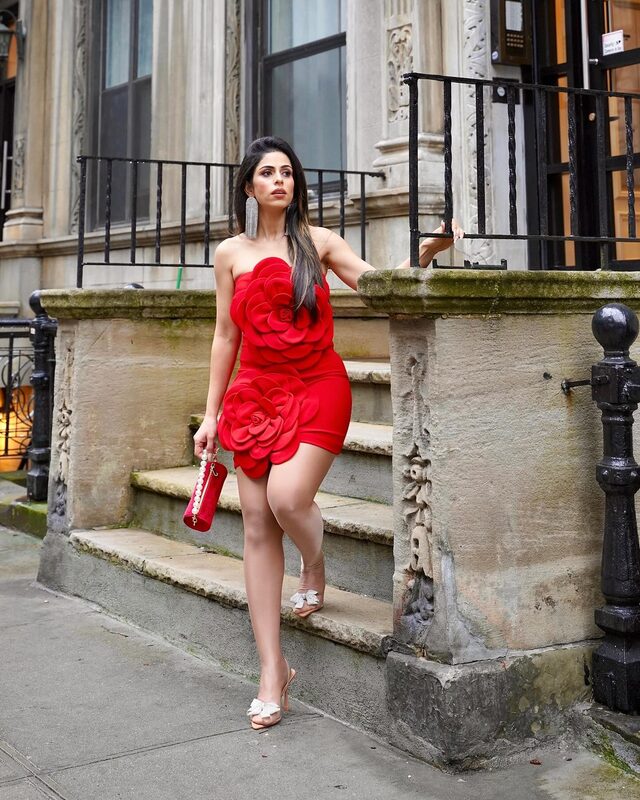 Roopsi Bansal in a red dress on Valentine's Day