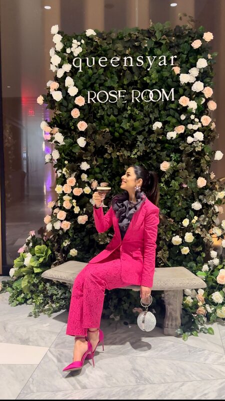 Roopsi Bansal at the Rose Room espresso martini bar inside Queensyard NYC