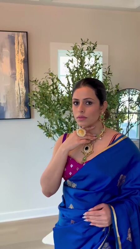 Roopsi Bansal in a saree from Ethnos with jewellery from Divakaari