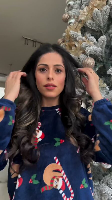 Roopsi Bansal styling her hair with Vatika hair products on Christmas Eve