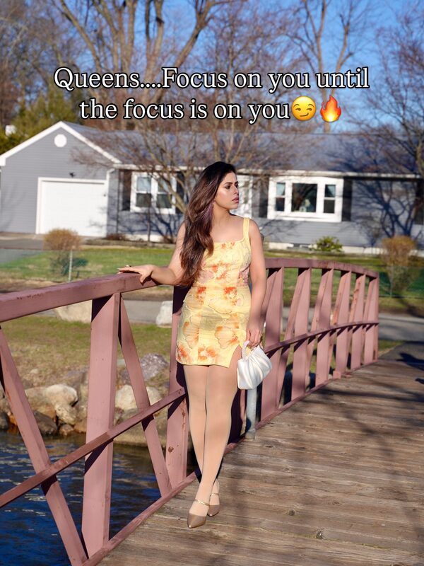 Roopsi Bansal in a spring dress with a confident attitude
