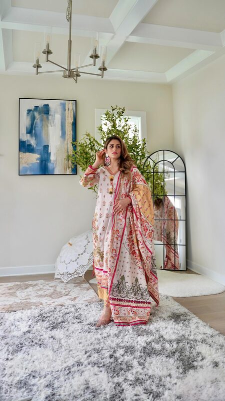 Roopsi Bansal styling an ethnic wear look from Khas with Jaipur Rose earrings
