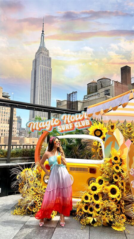 Roopsi Bansal at Magic Hour Surf Club, a rooftop bar in New York City