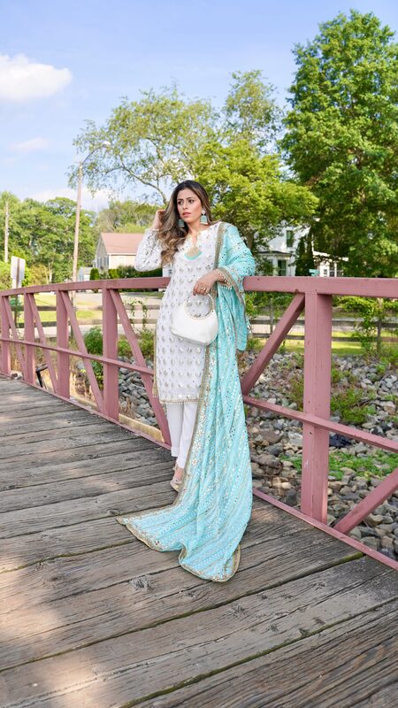 Roopsi Bansal wearing luxury desiwear from Afsun & Co