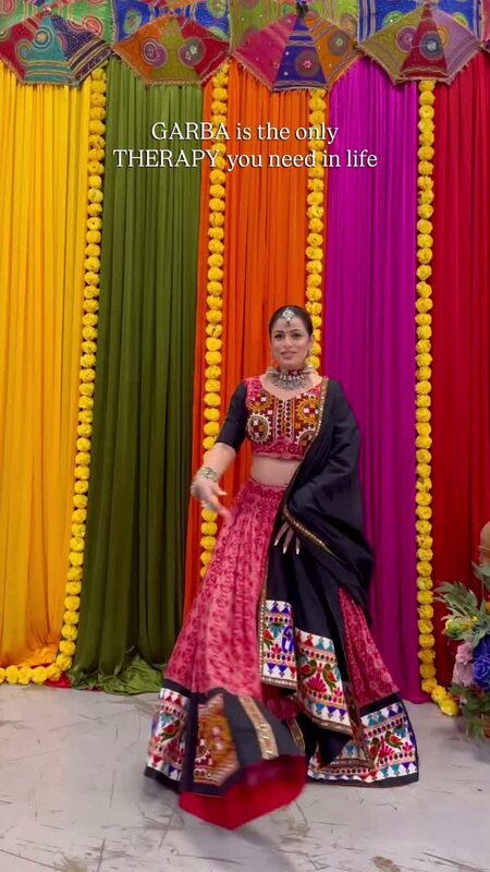 Roopsi Bansal twirling in a lehenga at Garba